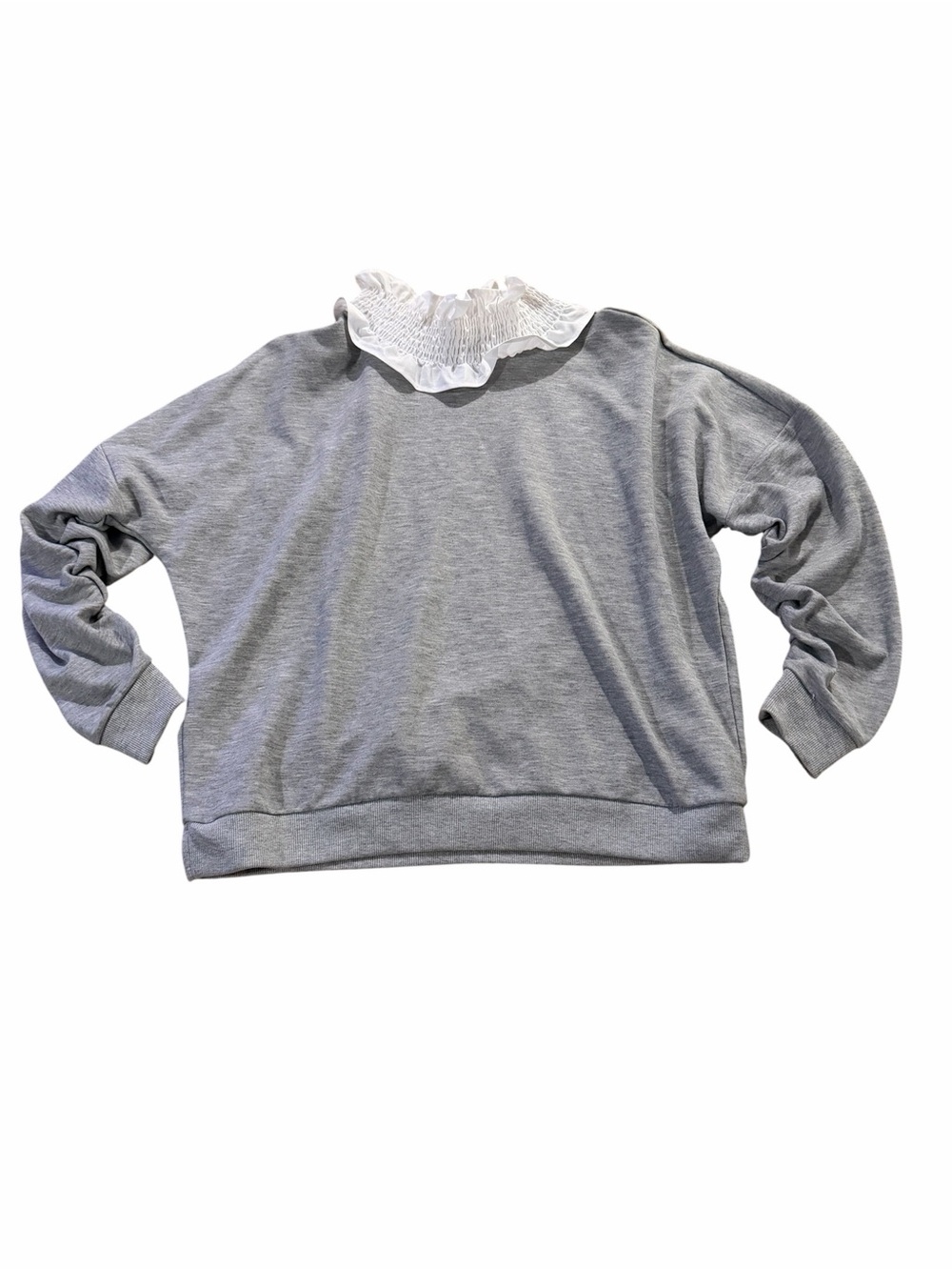 ASOS Gray Sweatshirt with White Ruffle Collar